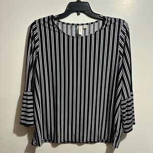 Tacera Black and White Striped Blouse (R1)